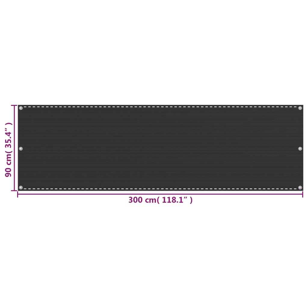 Balkonscherm 90X300 Cm Hdpe Antracietkleurig 90 x 300 cm