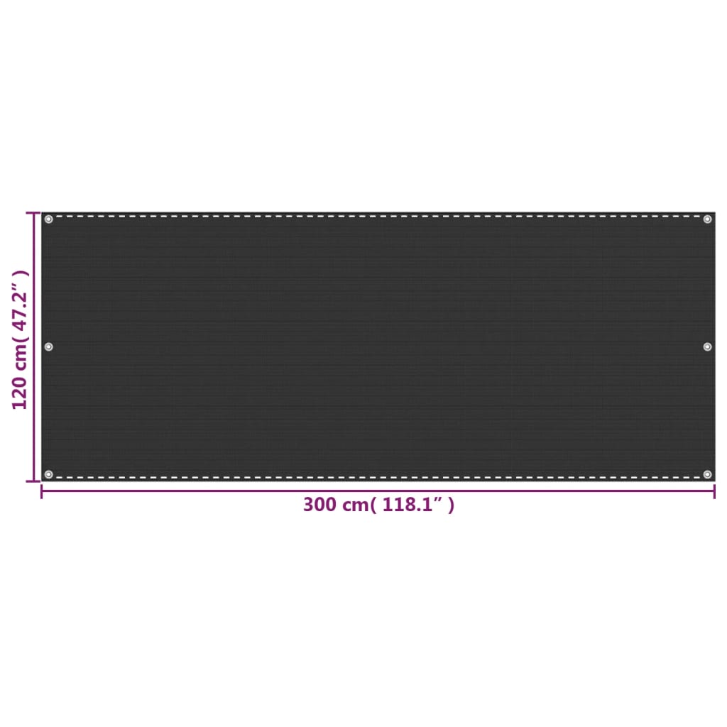 Balkonscherm 120X300 Cm Hdpe Antracietkleurig 120 x 300 cm