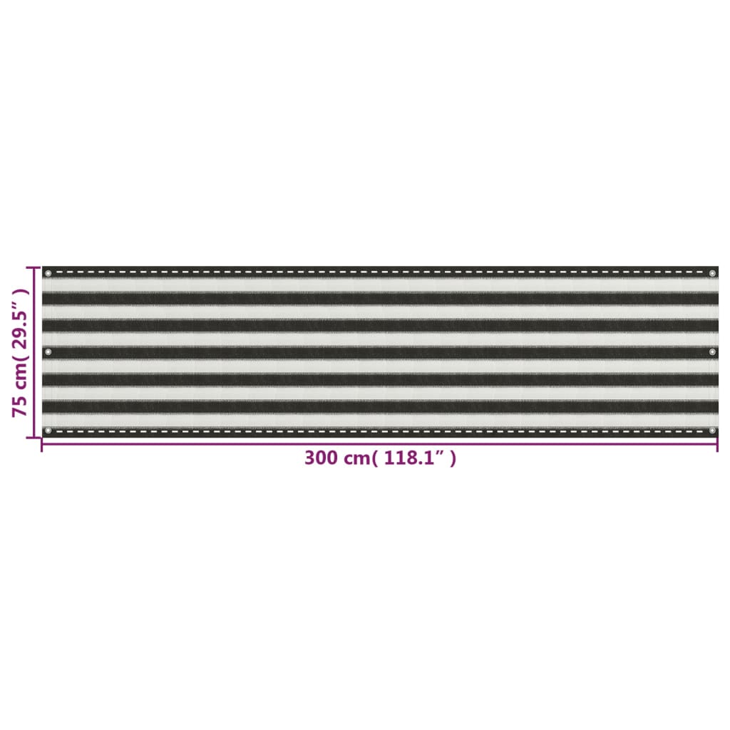Balkonscherm 75X300 Cm Hdpe Antracietkleurig En Wit 75 x 300 cm Antraciet en wit