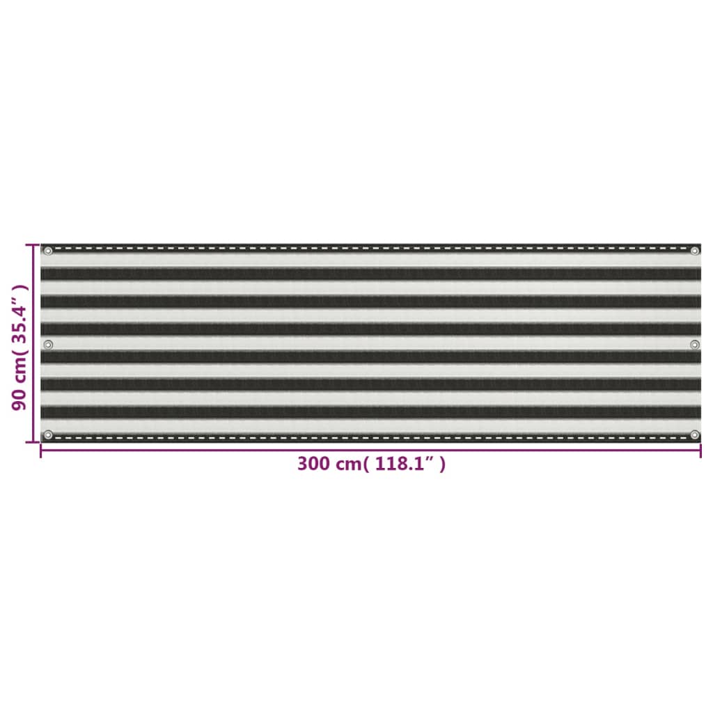 Balkonscherm 90X300 Cm Hdpe Antracietkleurig En Wit 90 x 300 cm Antraciet en wit