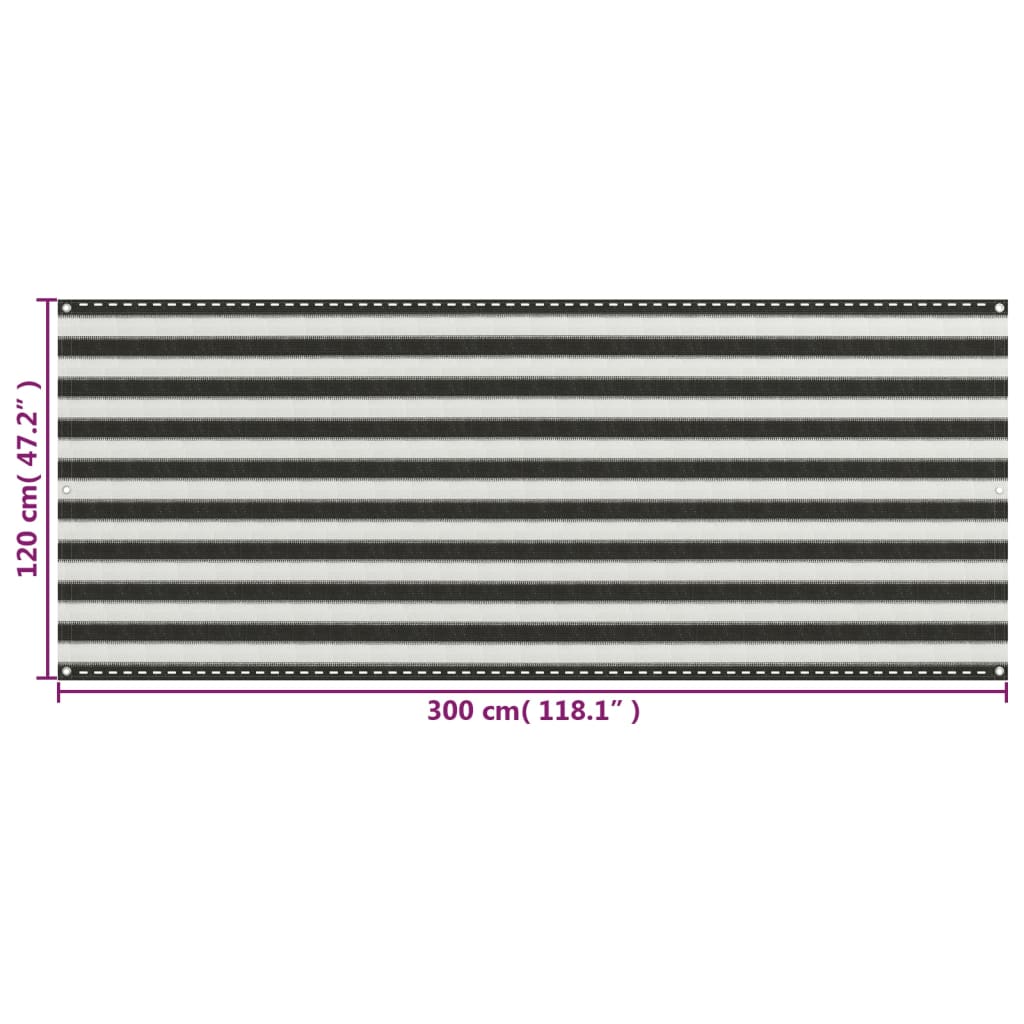 Balkonscherm 120X300 Cm Hdpe Antracietkleurig En Wit 120 x 300 cm Antraciet en wit