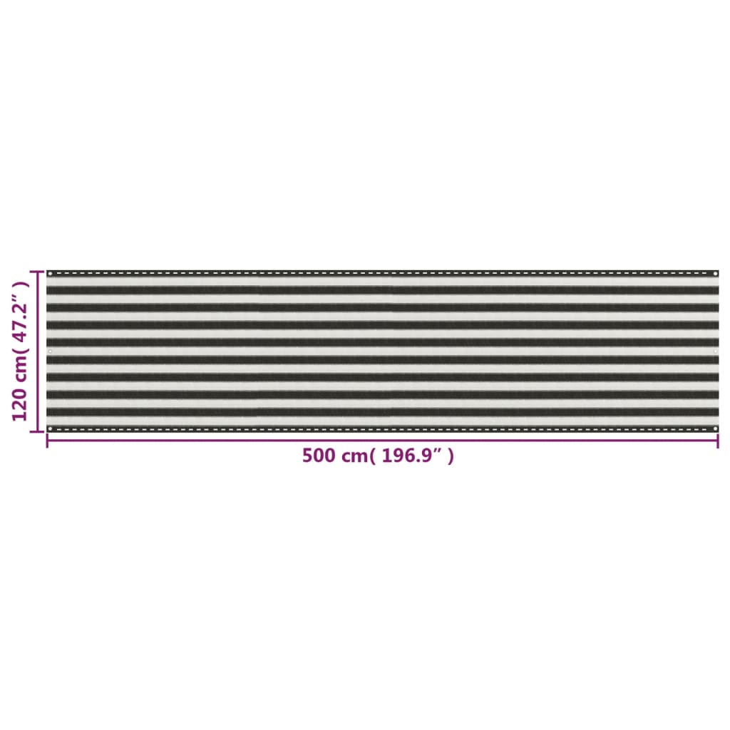 Balkonscherm 120X500 Cm Hdpe Antracietkleurig En Wit 120 x 500 cm Antraciet en wit