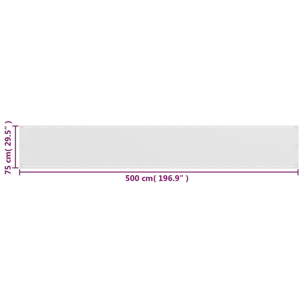 Balkonscherm 75X500 Cm Hdpe Wit 75 x 500 cm
