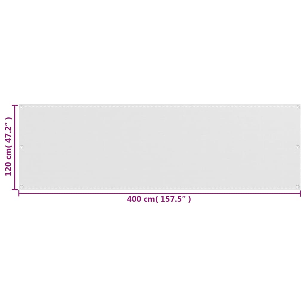 Balkonscherm 120X400 Cm Hdpe Wit 120 x 400 cm