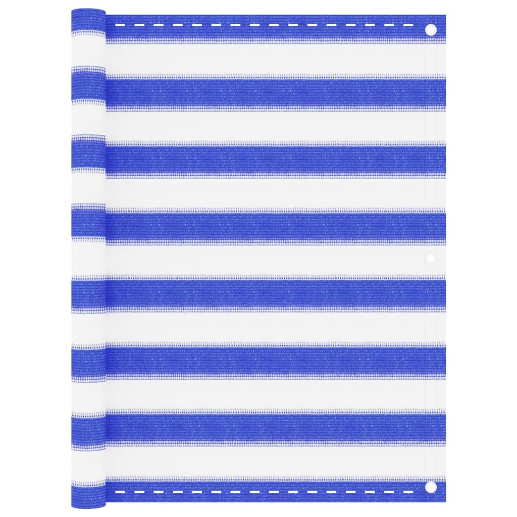 Balkonscherm 90X300 Cm Hdpe Blauw En Wit 90 x 300 cm