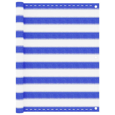Balkonscherm 90X300 Cm Hdpe Blauw En Wit 90 x 300 cm