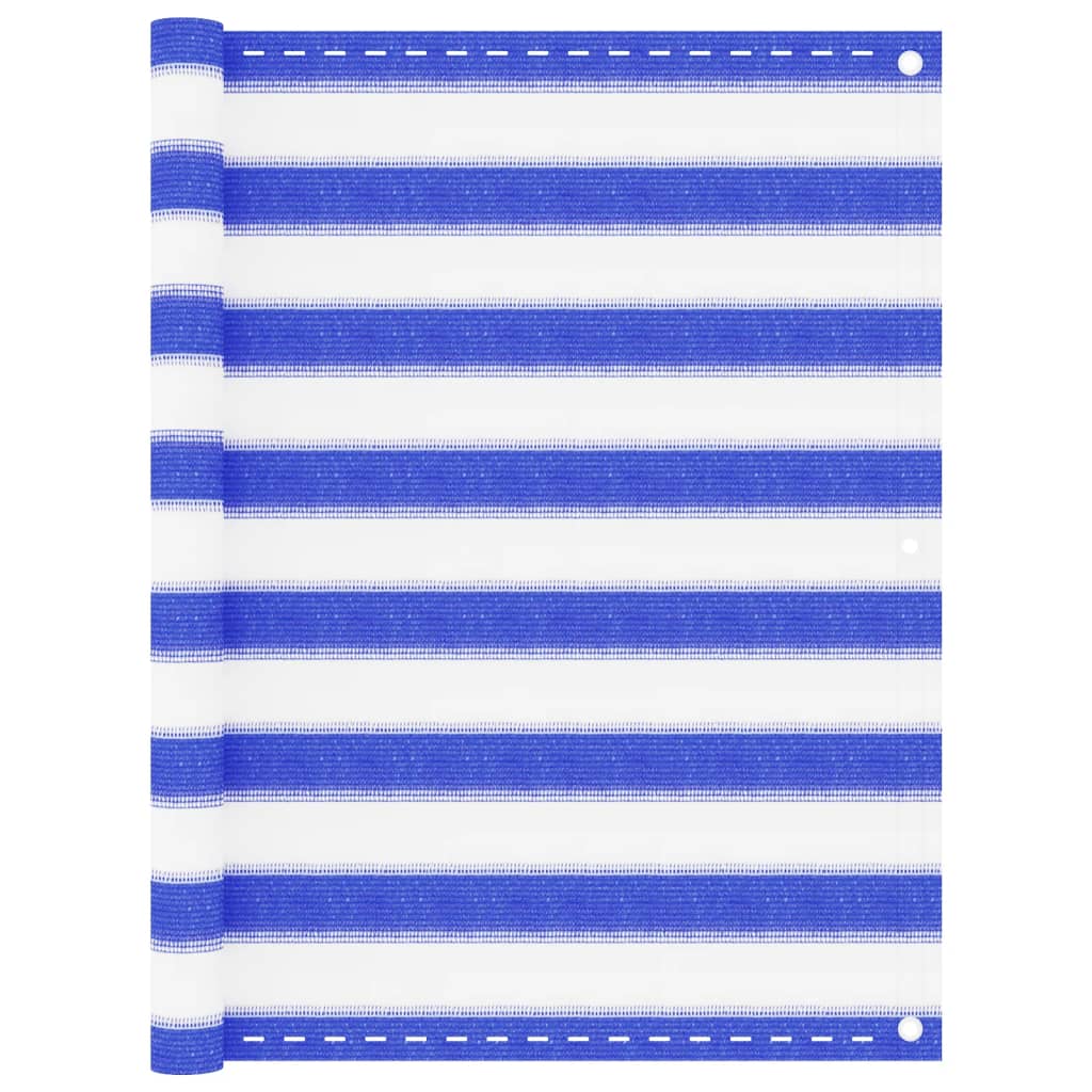 Balkonscherm 90X400 Cm Hdpe Blauw En Wit 90 x 400 cm