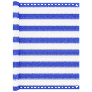 Balkonscherm 90X400 Cm Hdpe Blauw En Wit 90 x 400 cm