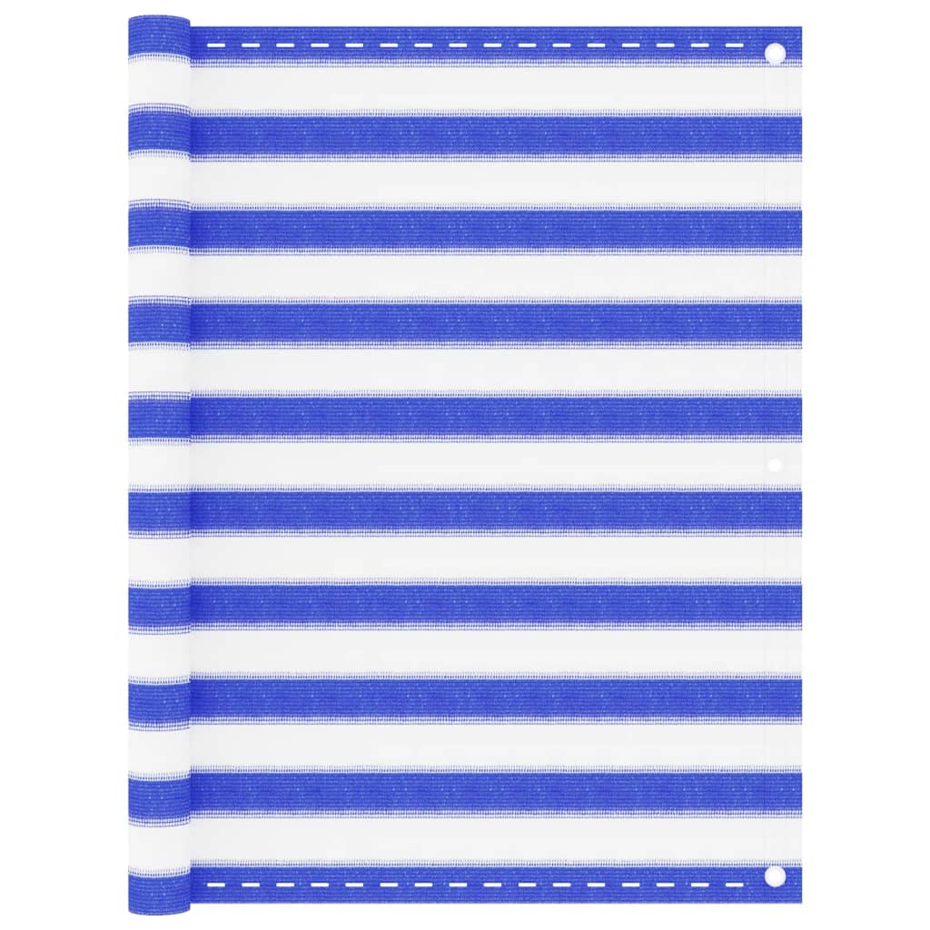 Balkonscherm 120X300 Cm Hdpe Blauw En Wit 120 x 300 cm