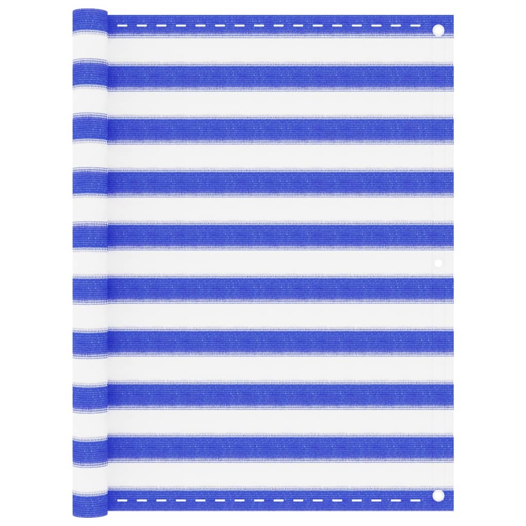 Balkonscherm 120X400 Cm Hdpe Blauw En Wit 120 x 400 cm