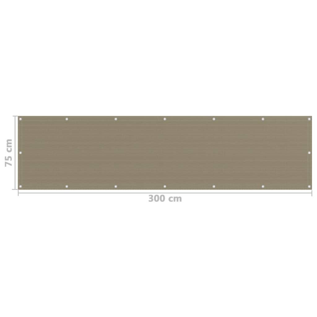 Balkonscherm 75x300 cm HDPE taupe