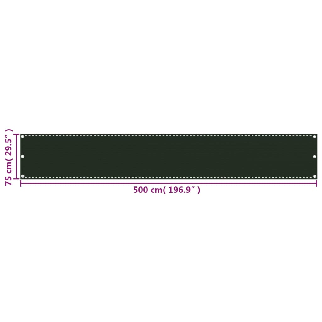 Balkonscherm 75X500 Cm Hdpe Donkergroen 75 x 500 cm