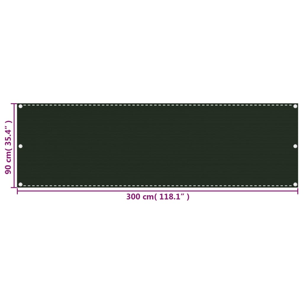 Balkonscherm 90X300 Cm Hdpe Donkergroen 90 x 300 cm