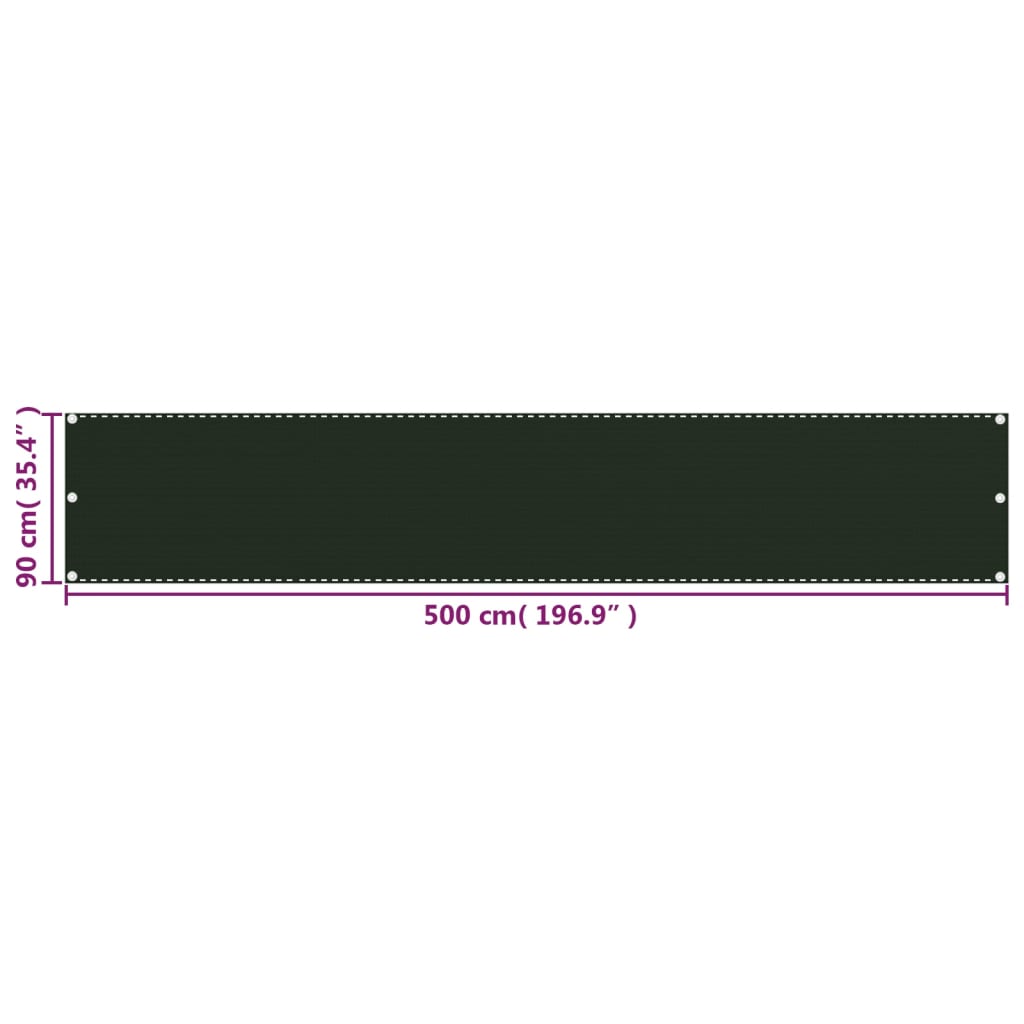 Balkonscherm 90X500 Cm Hdpe Donkergroen 90 x 500 cm