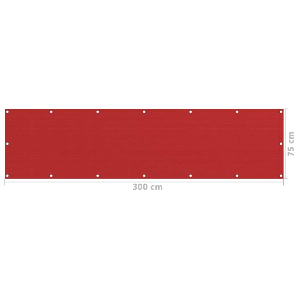 Balkonscherm 75X300 Cm Hdpe Rood 75 x 300 cm