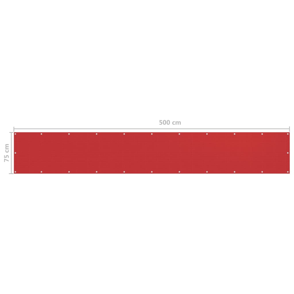 Balkonscherm 75X500 Cm Hdpe Rood 75 x 500 cm
