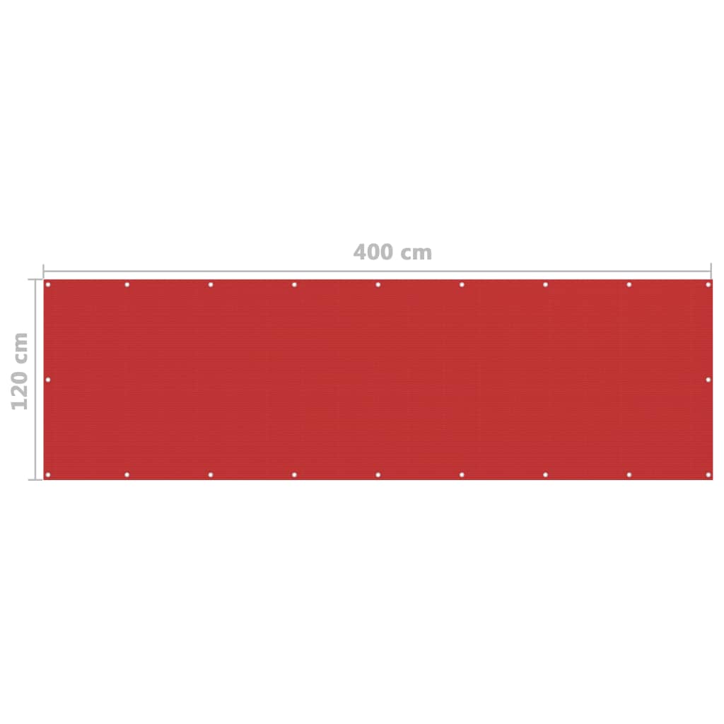 Balkonscherm 120X400 Cm Hdpe Rood 120 x 400 cm