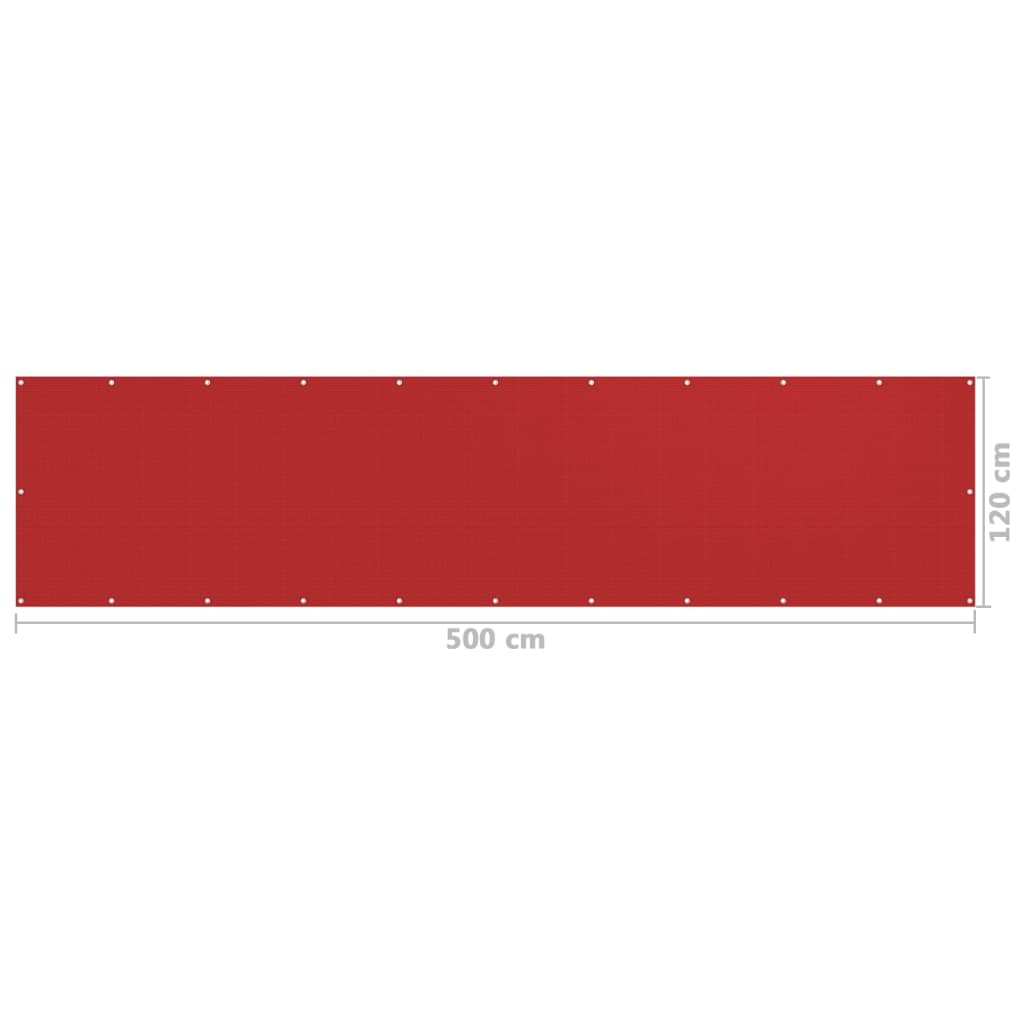 Balkonscherm 120X500 Cm Hdpe Rood 120 x 500 cm