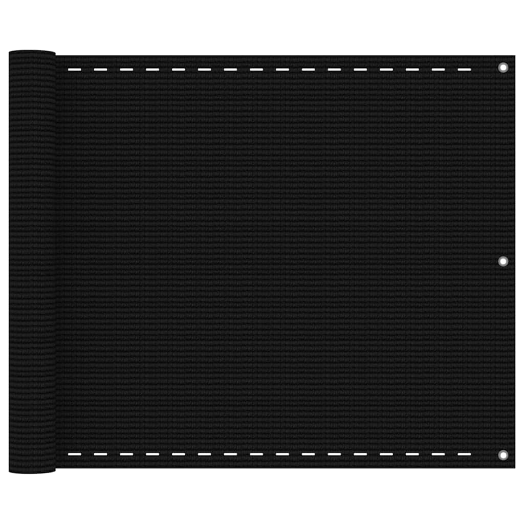 Balkonscherm 75X400 Cm Hdpe Zwart 75 x 400 cm