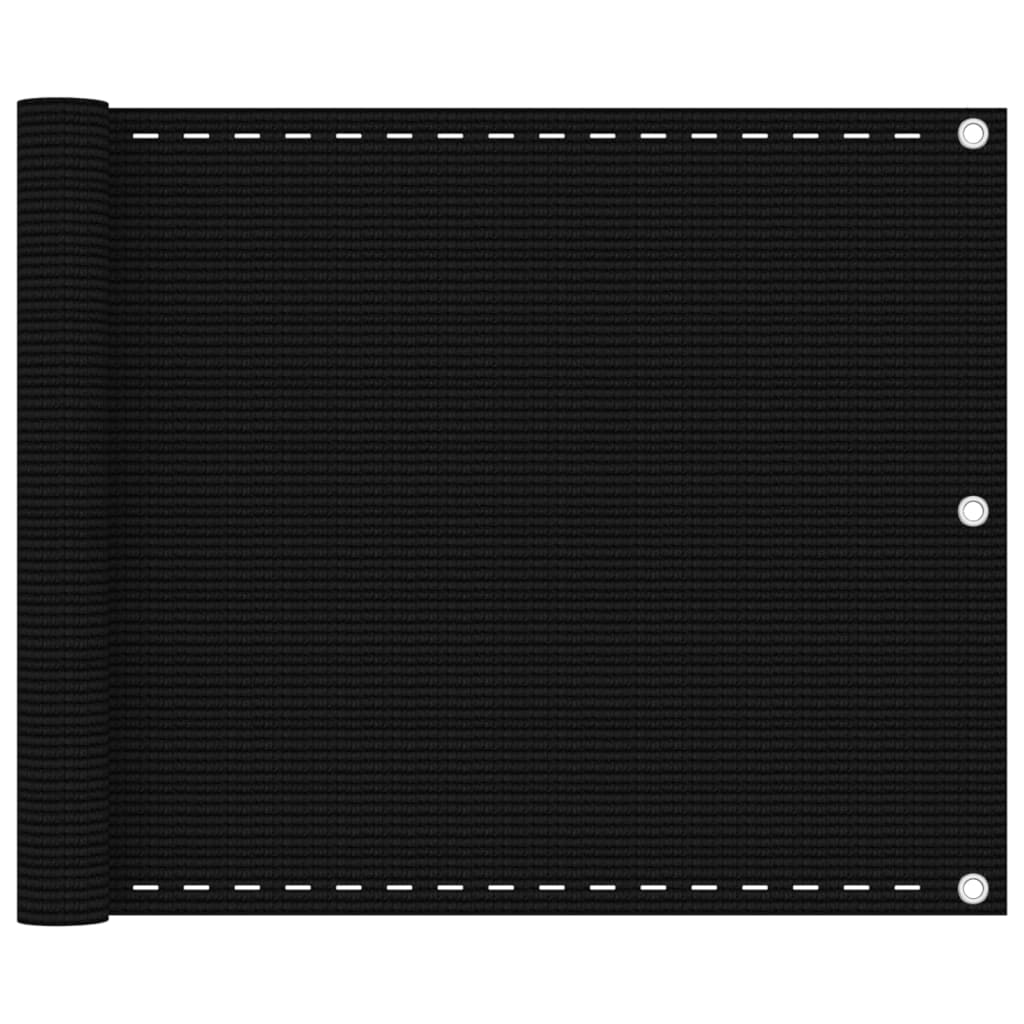Balkonscherm 75X500 Cm Hdpe Zwart 75 x 500 cm