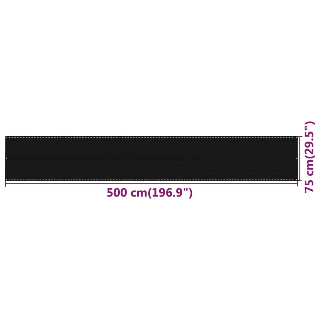 Balkonscherm 75X500 Cm Hdpe Zwart 75 x 500 cm