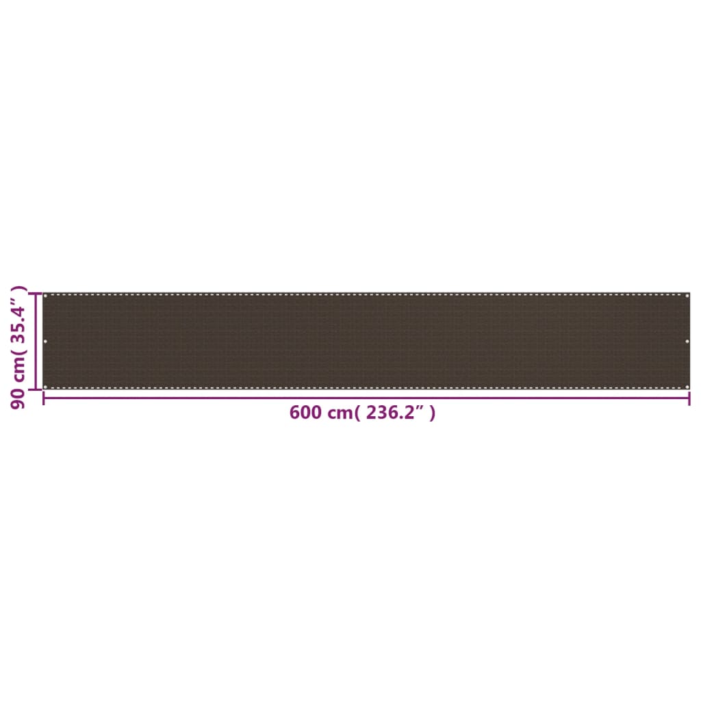 Balkonscherm 90x600 cm HDPE bruin