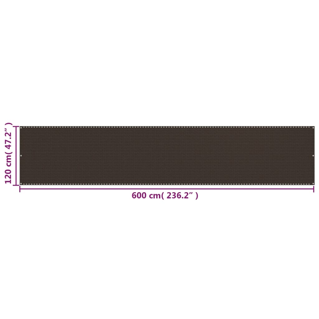 Balkonscherm 120x600 cm HDPE bruin