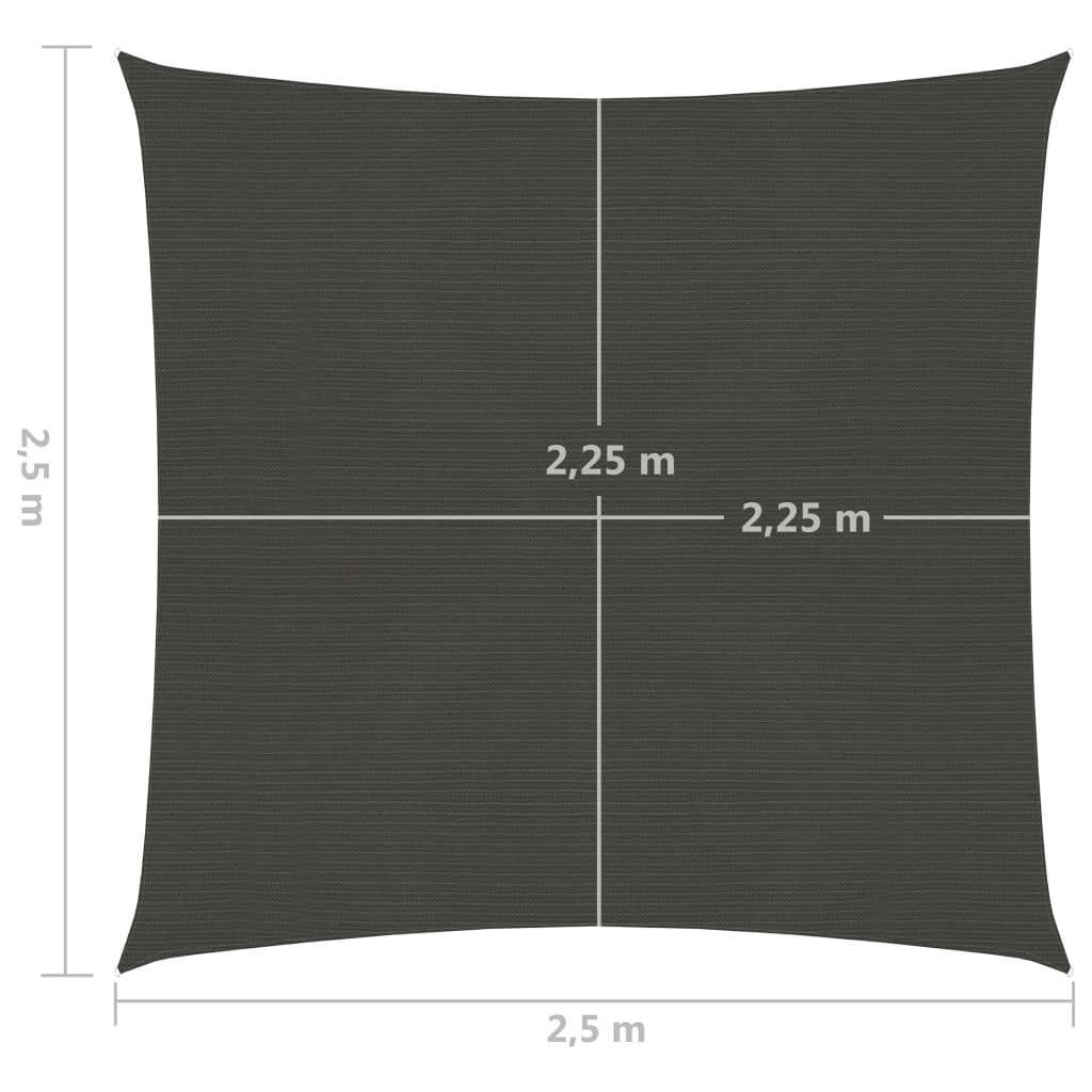 Zonnezeil 160 G/M² 2,5X2,5 M Hdpe Antracietkleurig 2.5 x 2.5 m