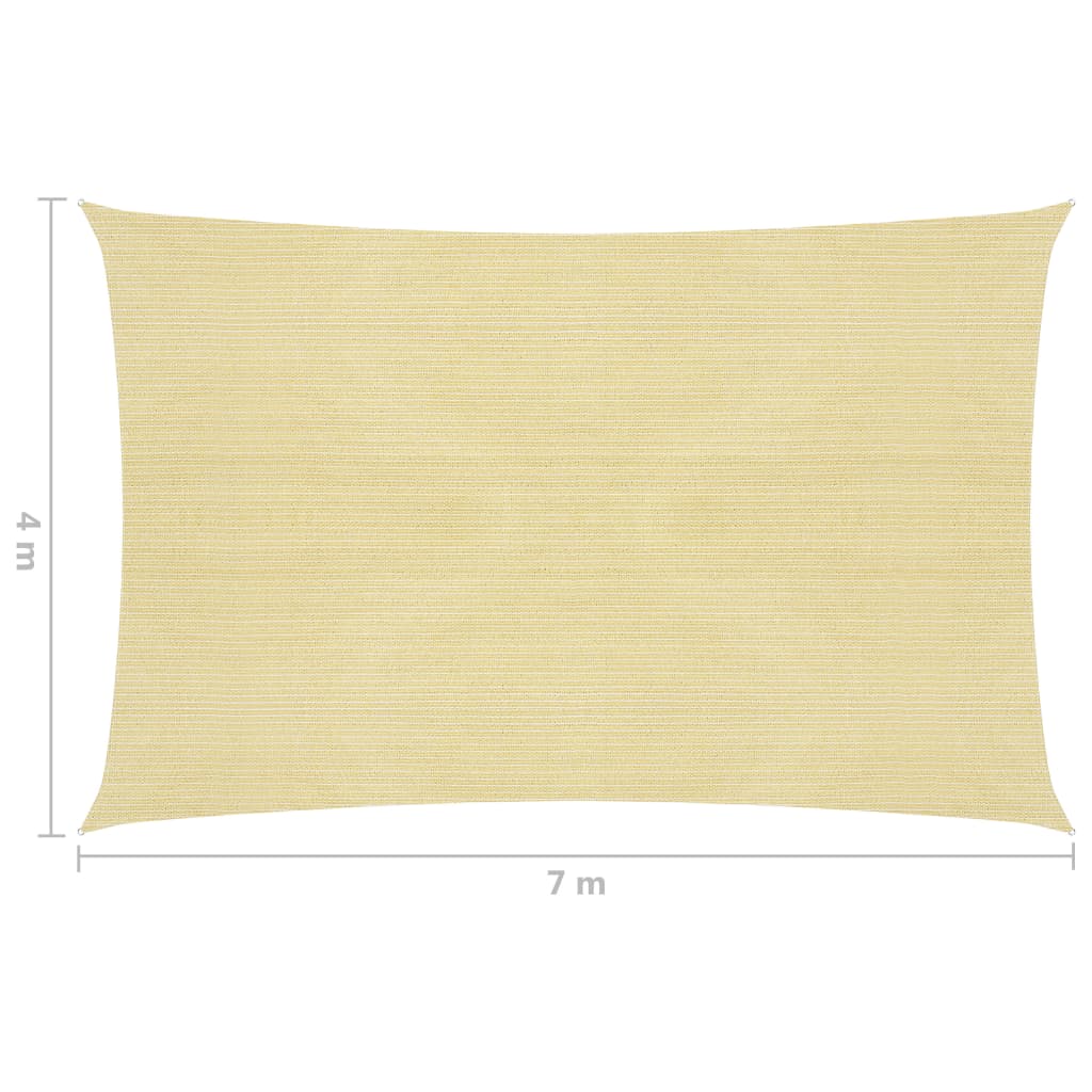 Zonnezeil 160 g/m² 4x7 m HDPE beige