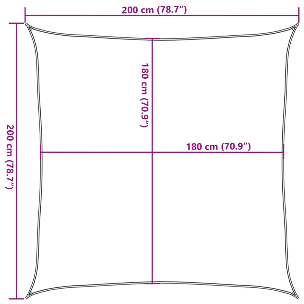 Zonnezeil 160 g/m² 2x2 m HDPE geel