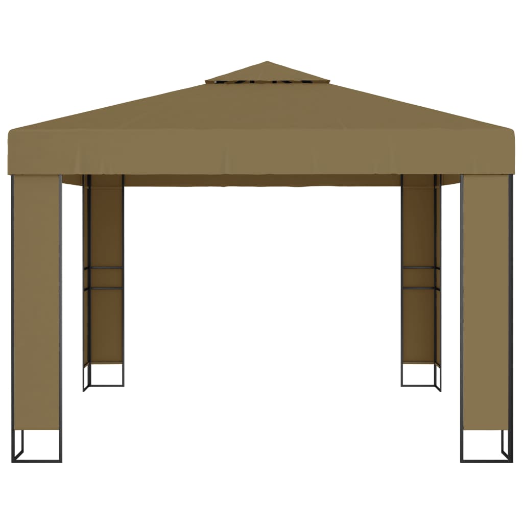 Prieel met dubbel dak 180 g/m² 3x3x2,7 m taupe