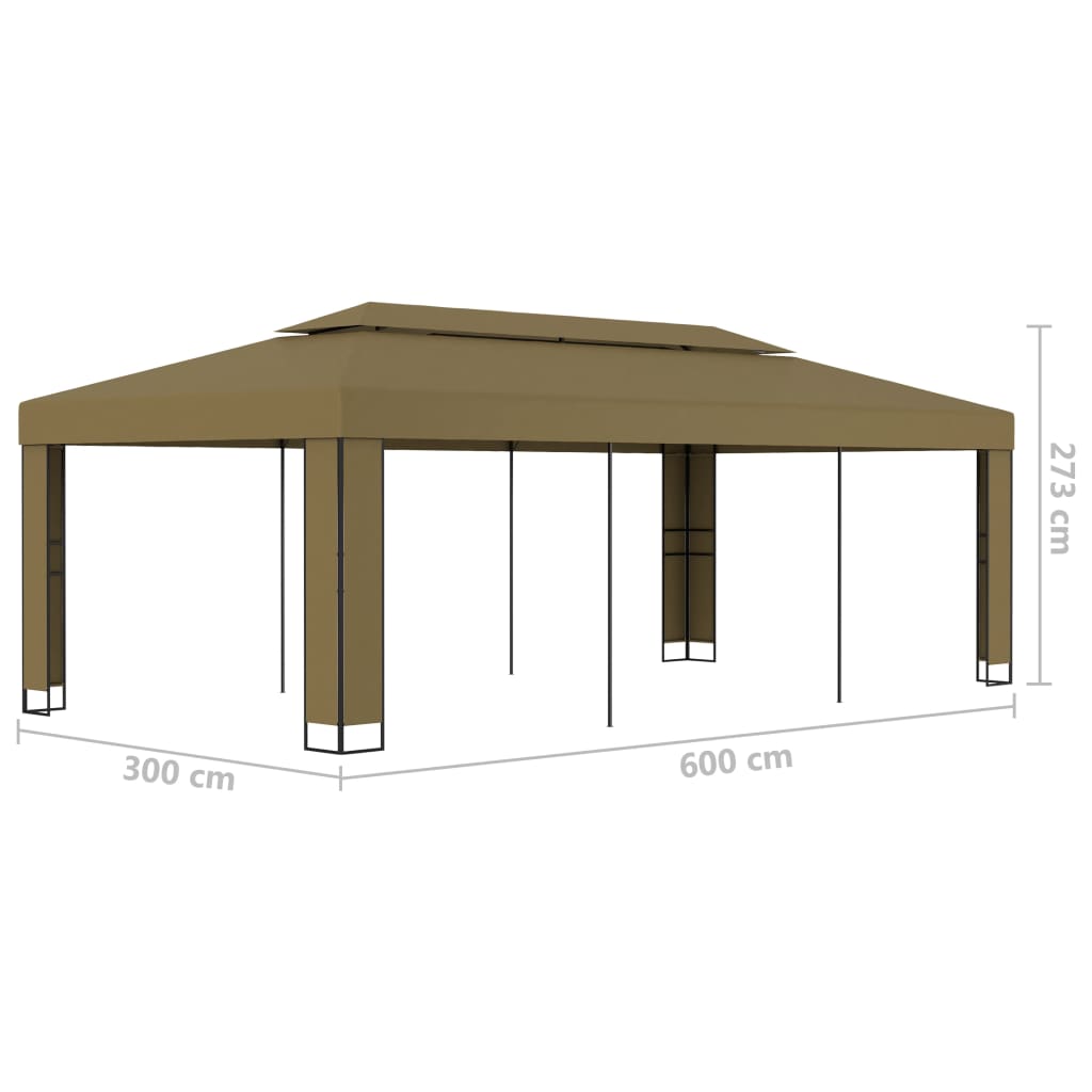 Prieel met dubbel dak 180 g/m² 3x6 m taupe