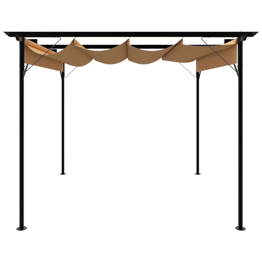 Pergola met uittrekbaar dak 180 g/m² 3x3 m staal taupe