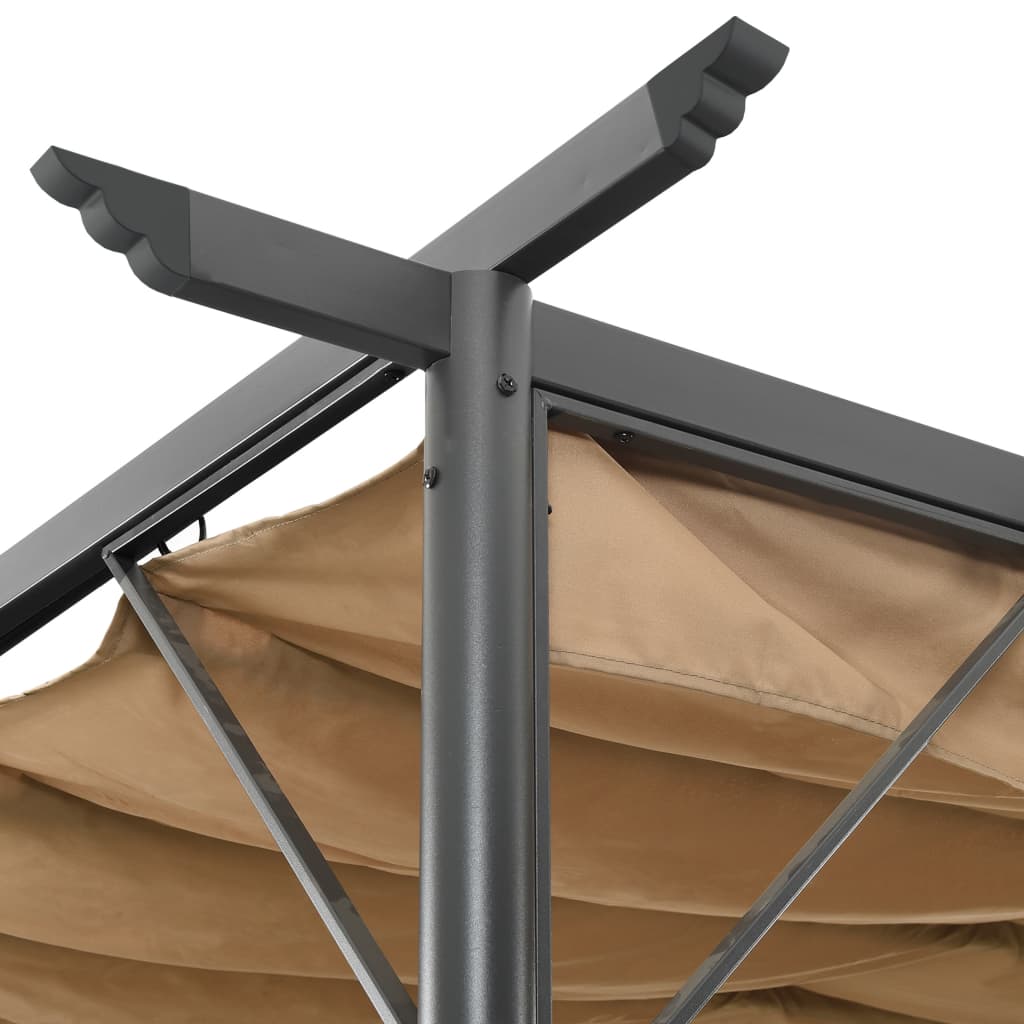 Pergola met uittrekbaar dak 180 g/m² 3x3 m staal taupe