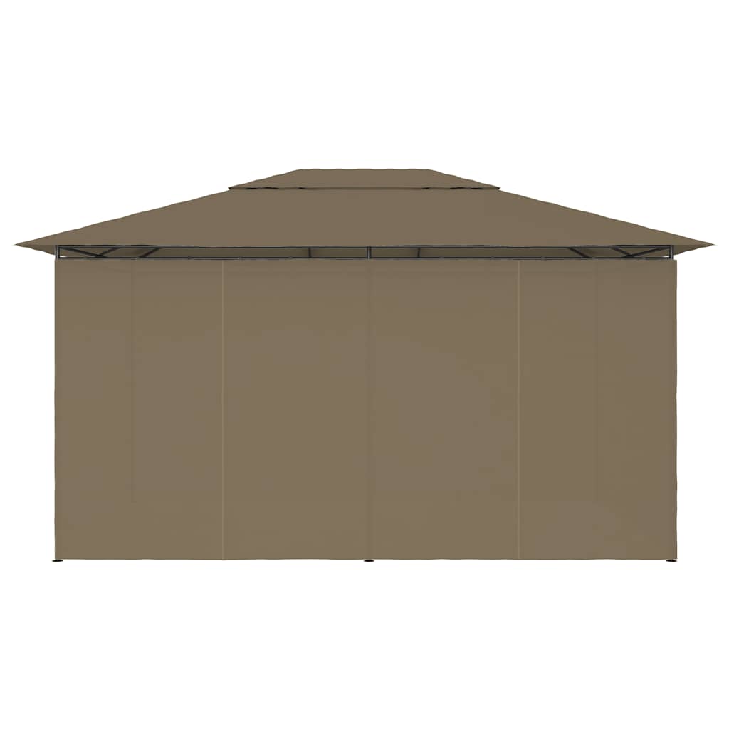 Tuinpaviljoen met gordijnen 180 g/m² 4x3 m taupe