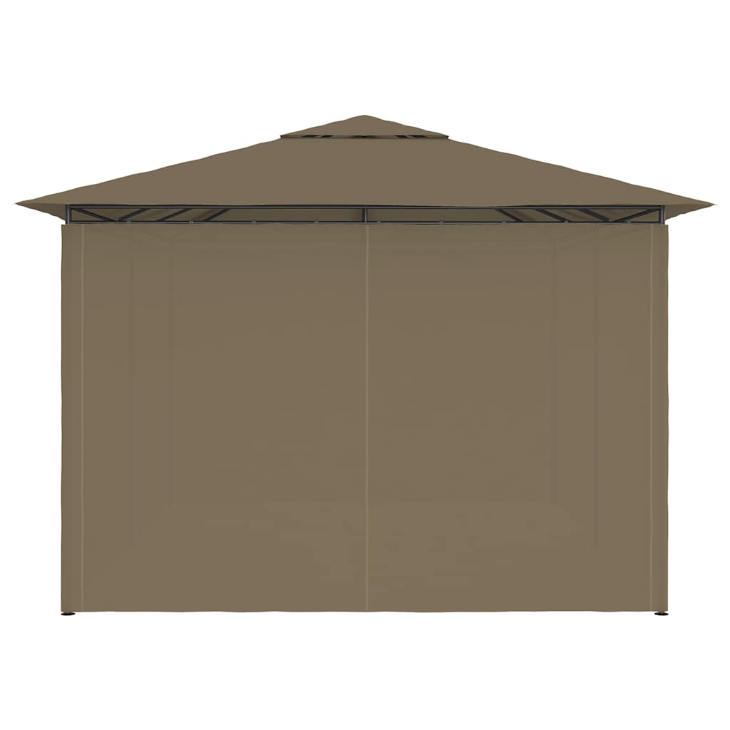 Tuinpaviljoen met gordijnen 180 g/m² 4x3 m taupe