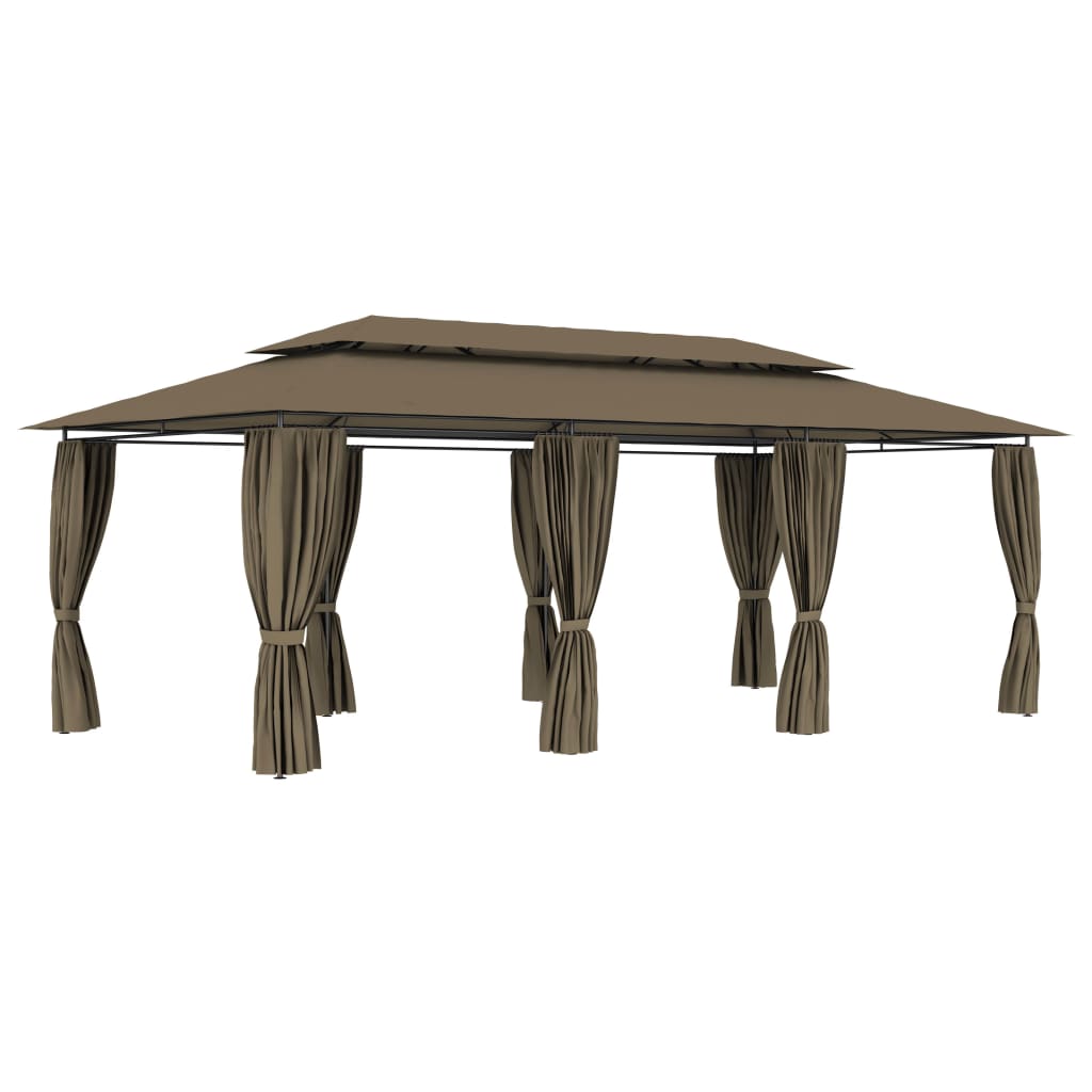 Prieel met gordijnen 180 g/m² 600x298x270 cm taupe