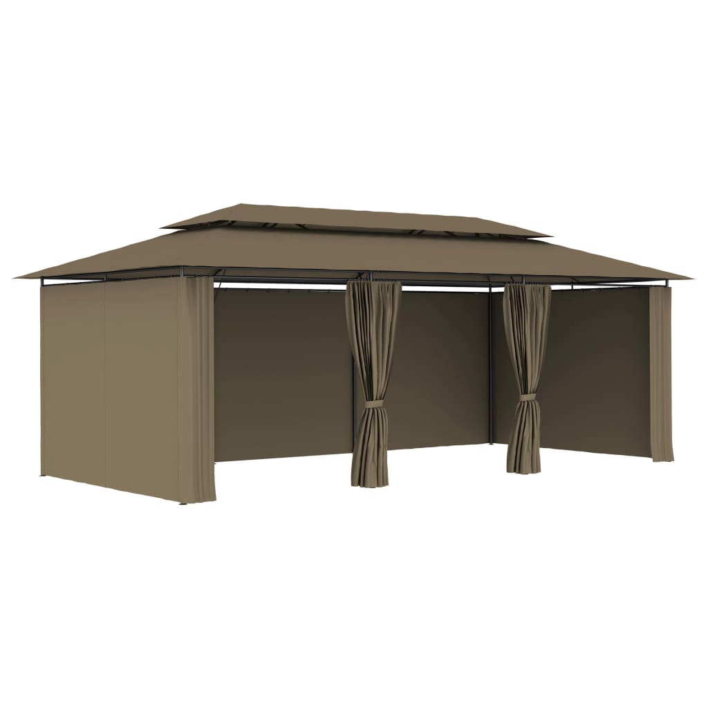 Prieel met gordijnen 180 g/m² 600x298x270 cm taupe