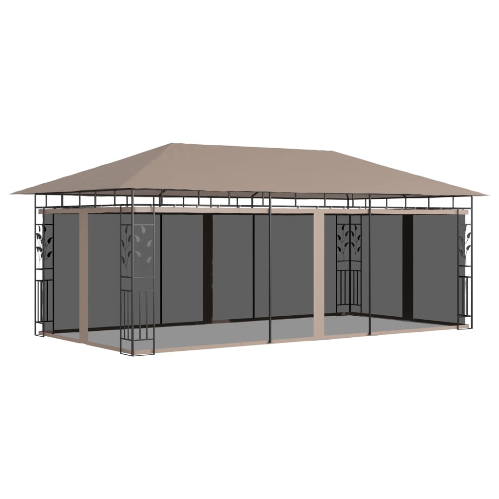 Prieel met klamboe 180 g/m² 6x3x2,73 m taupe