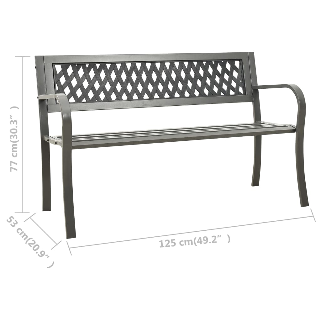 Tuinbank 125 cm staal grijs