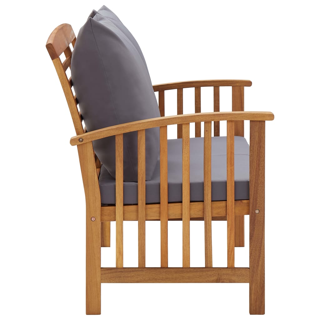 Tuinbank Met Kussens 119 Cm Massief Acaciahout Bruin en donkergrijs