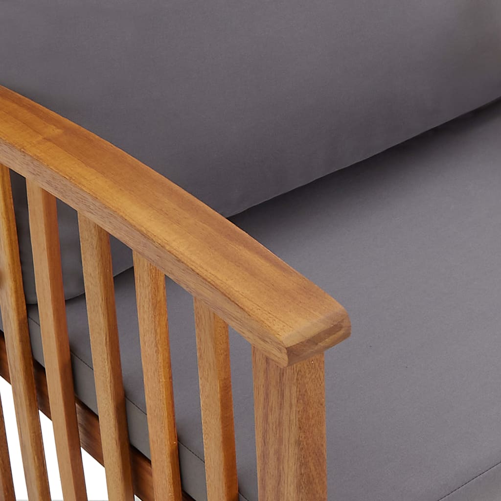 Tuinbank Met Kussens 119 Cm Massief Acaciahout Bruin en donkergrijs