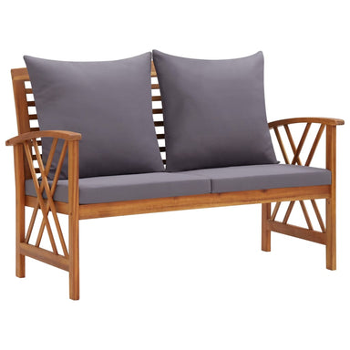 Tuinbank Met Kussens 119 Cm Massief Acaciahout Bruin en grijs