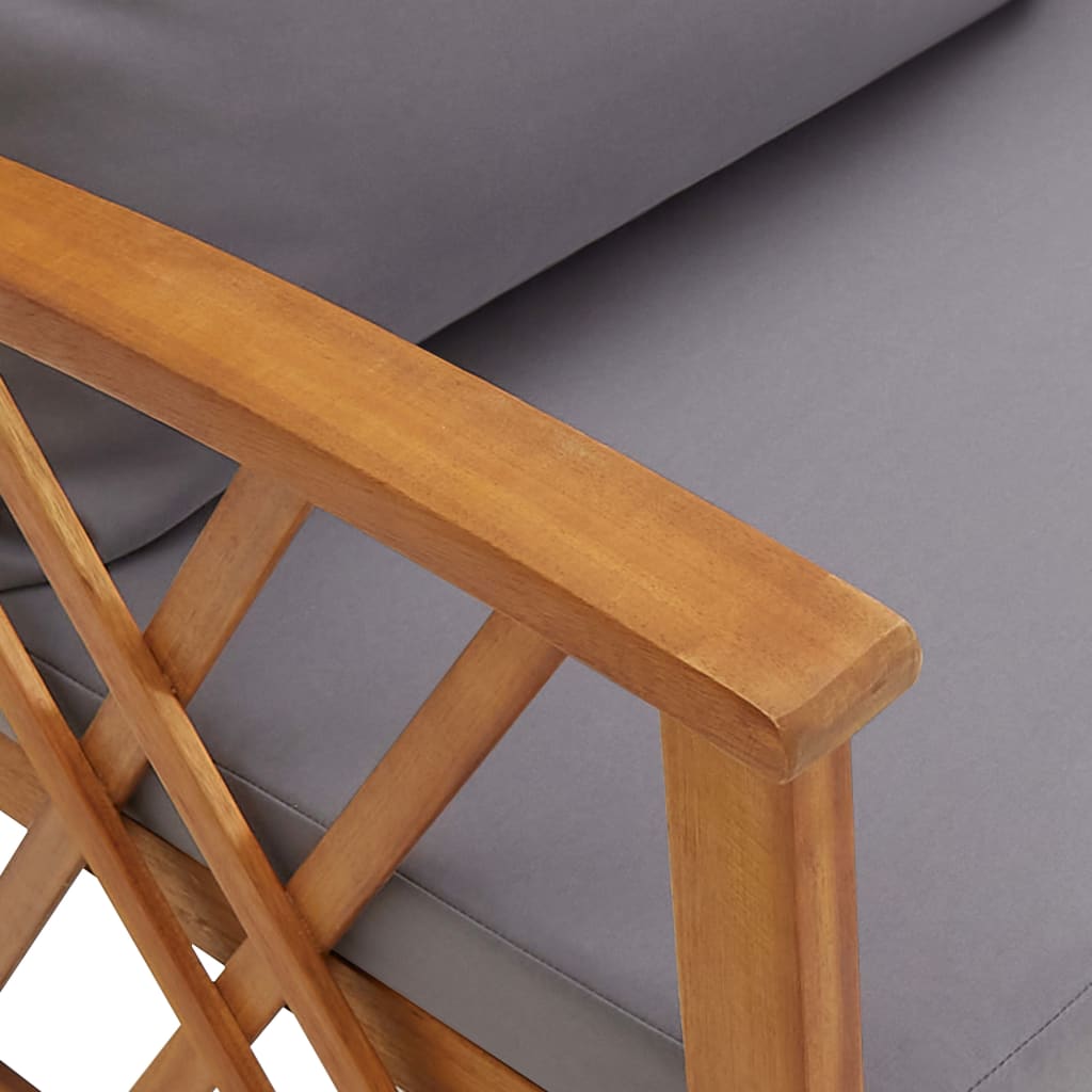 Tuinbank Met Kussens 119 Cm Massief Acaciahout Bruin en grijs