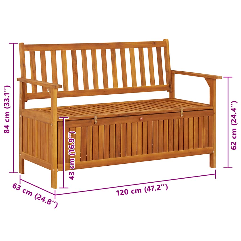 Tuinopbergbank 120 cm massief acaciahout
