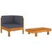 2-Delige Loungeset Met Donkergrijze Kussens Acaciahout 1 Donkergrijs corner sofa + table