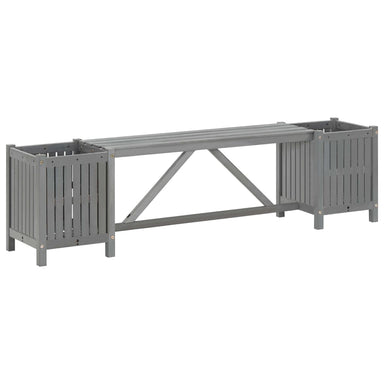 Tuinbank Met 2 Plantenbakken 150 Cm Massief Acaciahout Grijs 150 x 30 x 40 cm