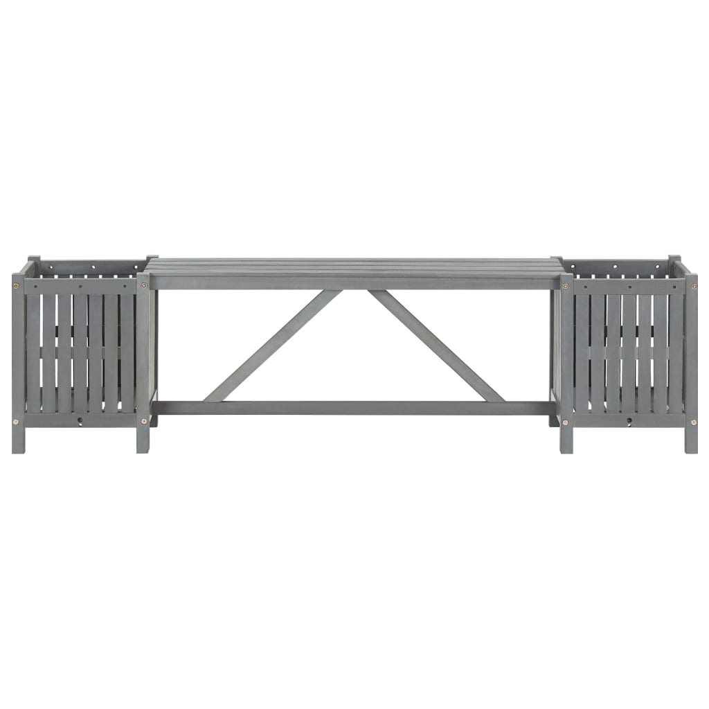 Tuinbank Met 2 Plantenbakken 150 Cm Massief Acaciahout Grijs 150 x 30 x 40 cm