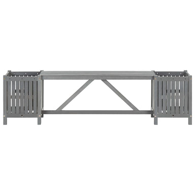 Tuinbank Met 2 Plantenbakken 150 Cm Massief Acaciahout Grijs 150 x 30 x 40 cm