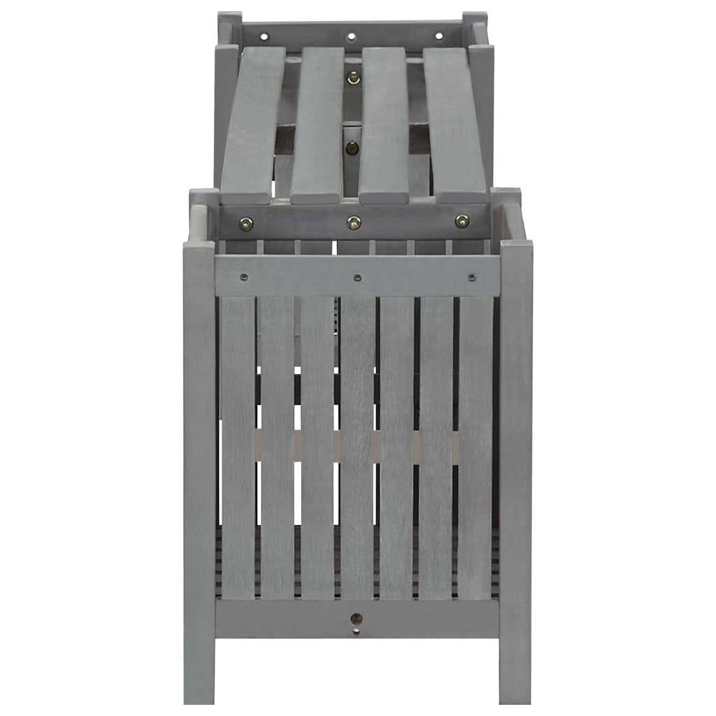 Tuinbank Met 2 Plantenbakken 150 Cm Massief Acaciahout Grijs 150 x 30 x 40 cm